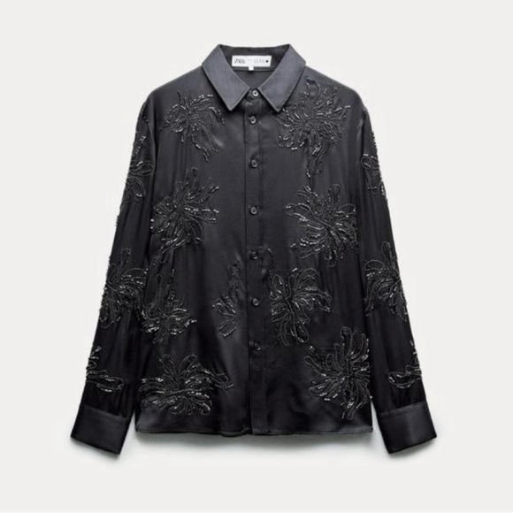 ZARA EMBROIDERED BEADED SHIRT ZW COLLECTION - Picture 5 of 6